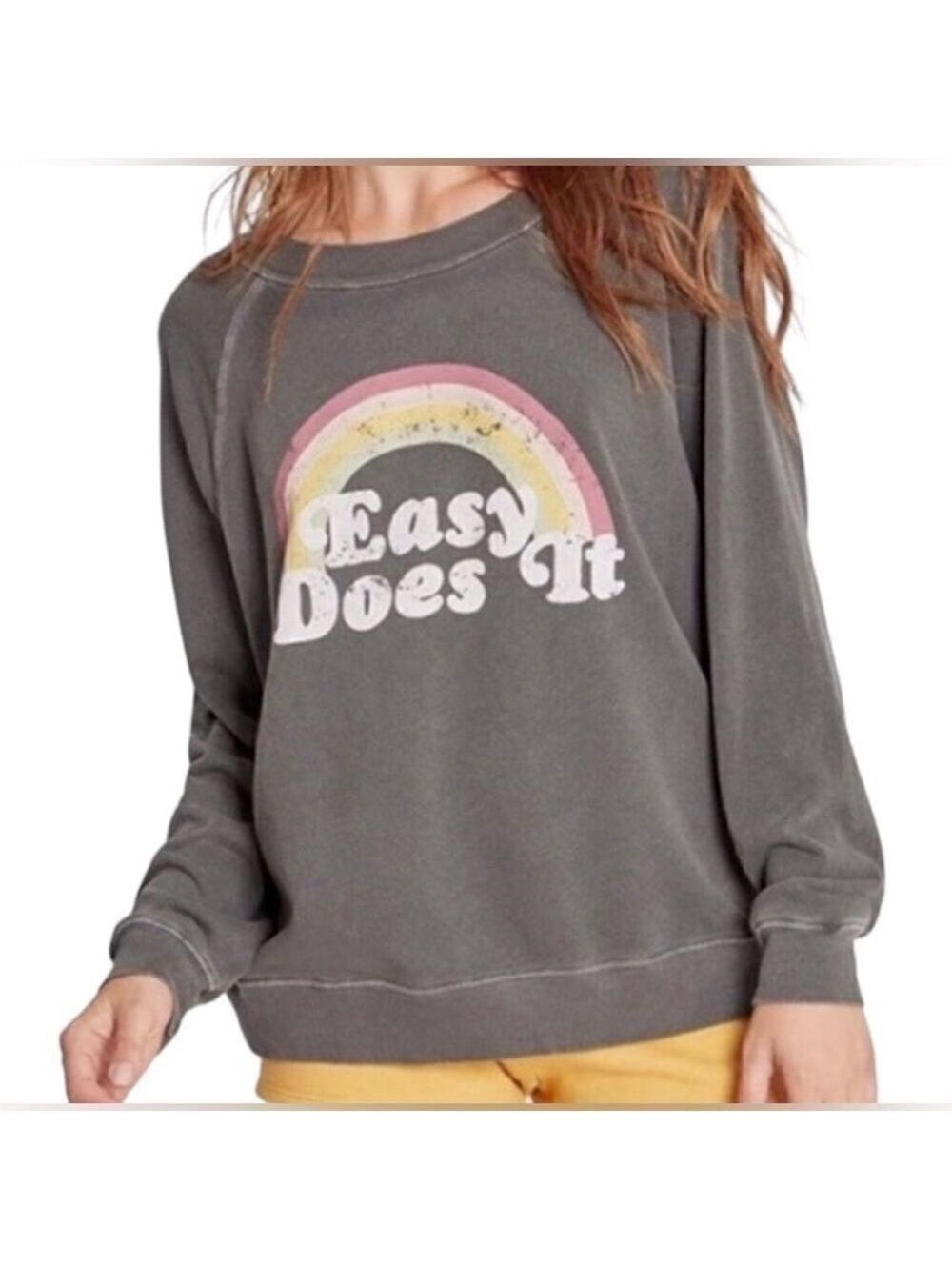 WildFox Easy Does It Rainbow Statement Sweatshirt NWT
